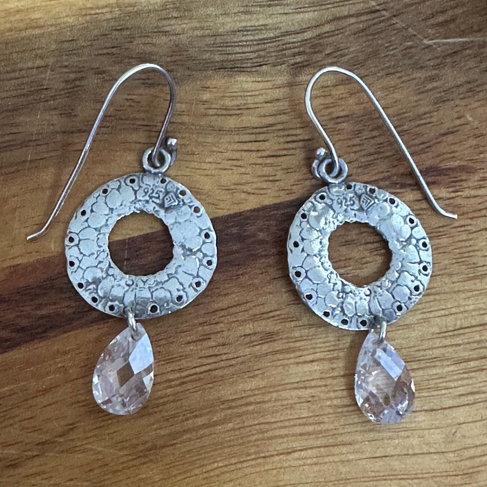 Silpada Sterling Silver 925  Dangle Earrings with Clear Teardrop W1520